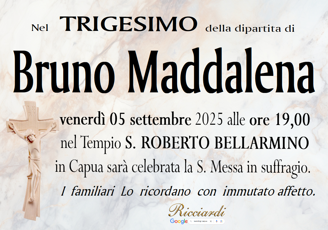 necrologio Bruno Maddalena