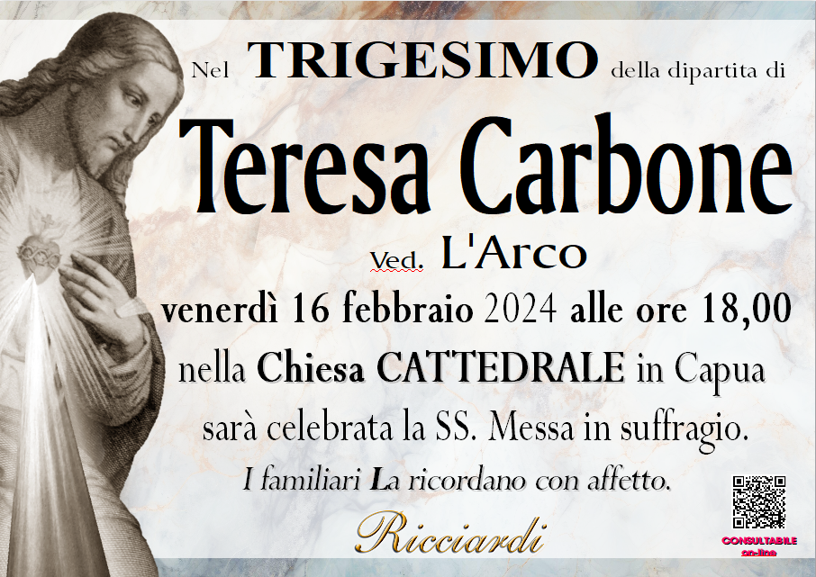 necrologio Teresa Carbone