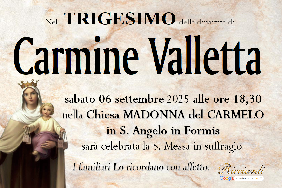 necrologio Carmine Valletta