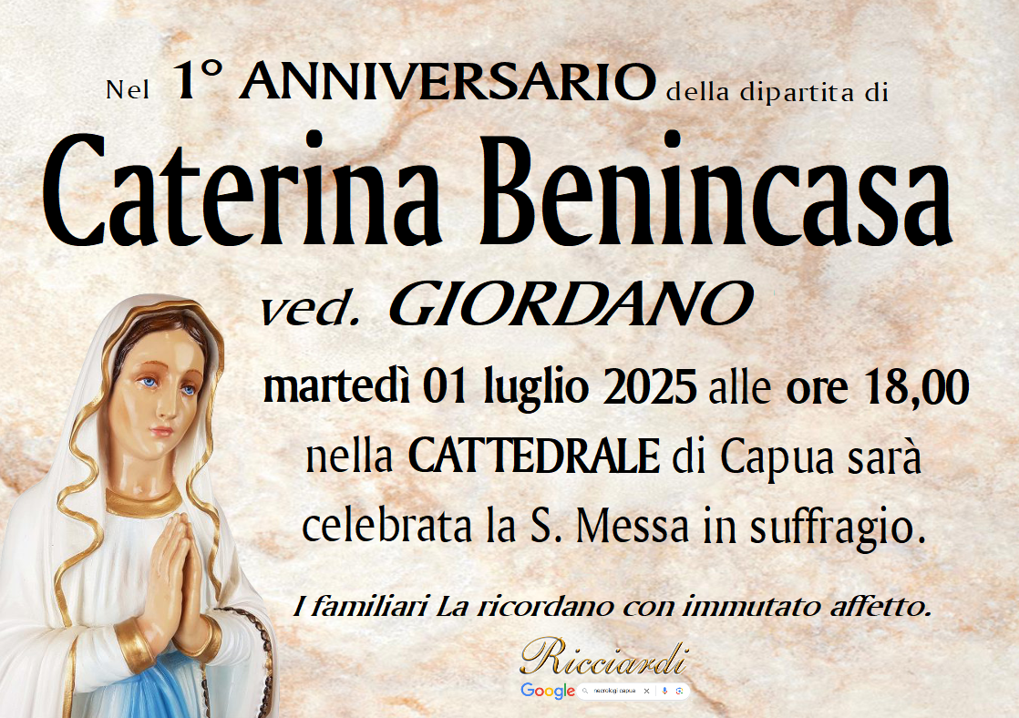 necrologio Caterina Benincasa