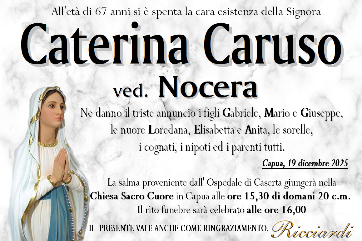 necrologio Caterina Caruso
