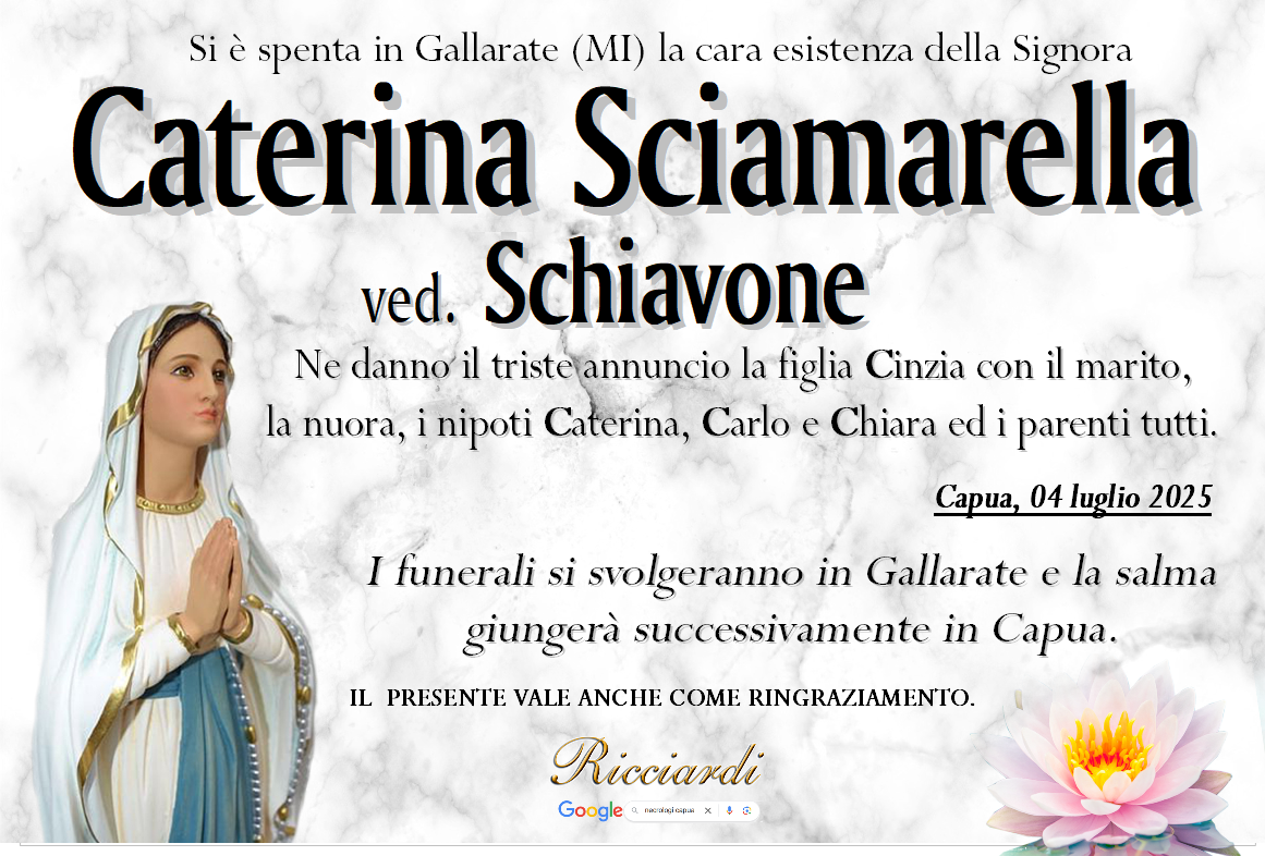 necrologio Caterina Sciamarella