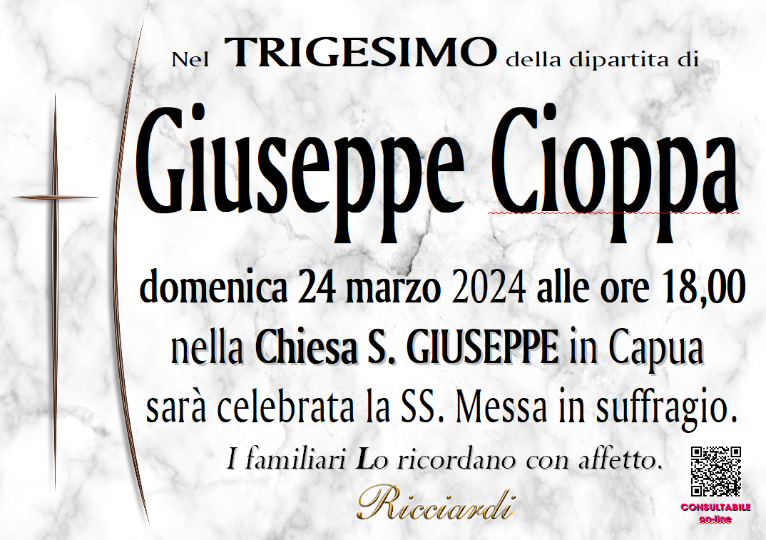necrologio Giuseppe Cioppa