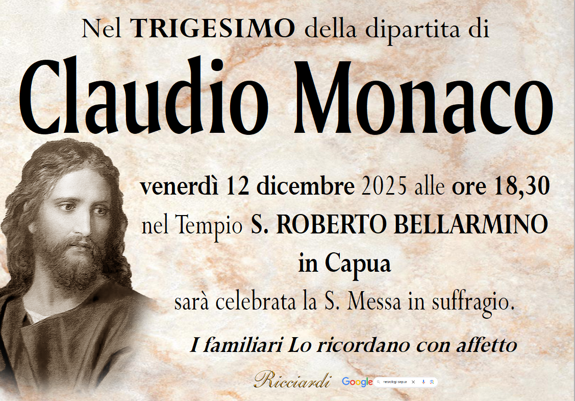 necrologio Claudio Monaco