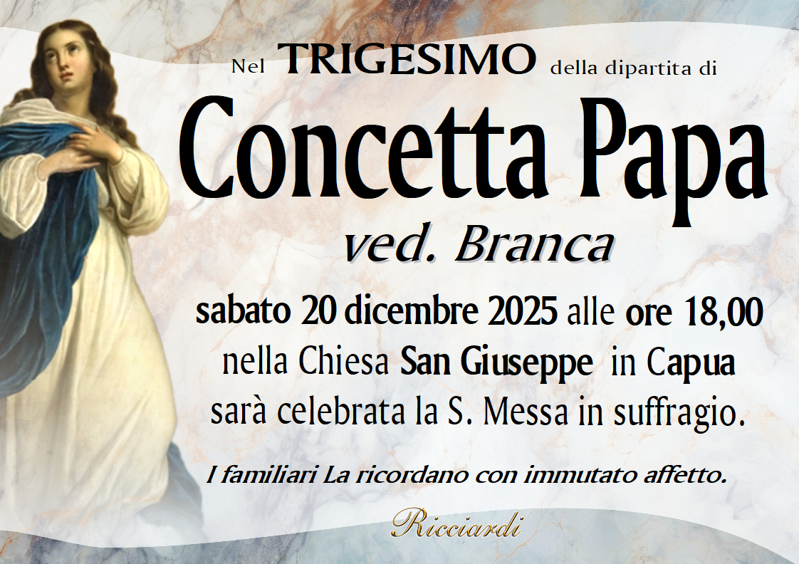 necrologio Concetta Papa