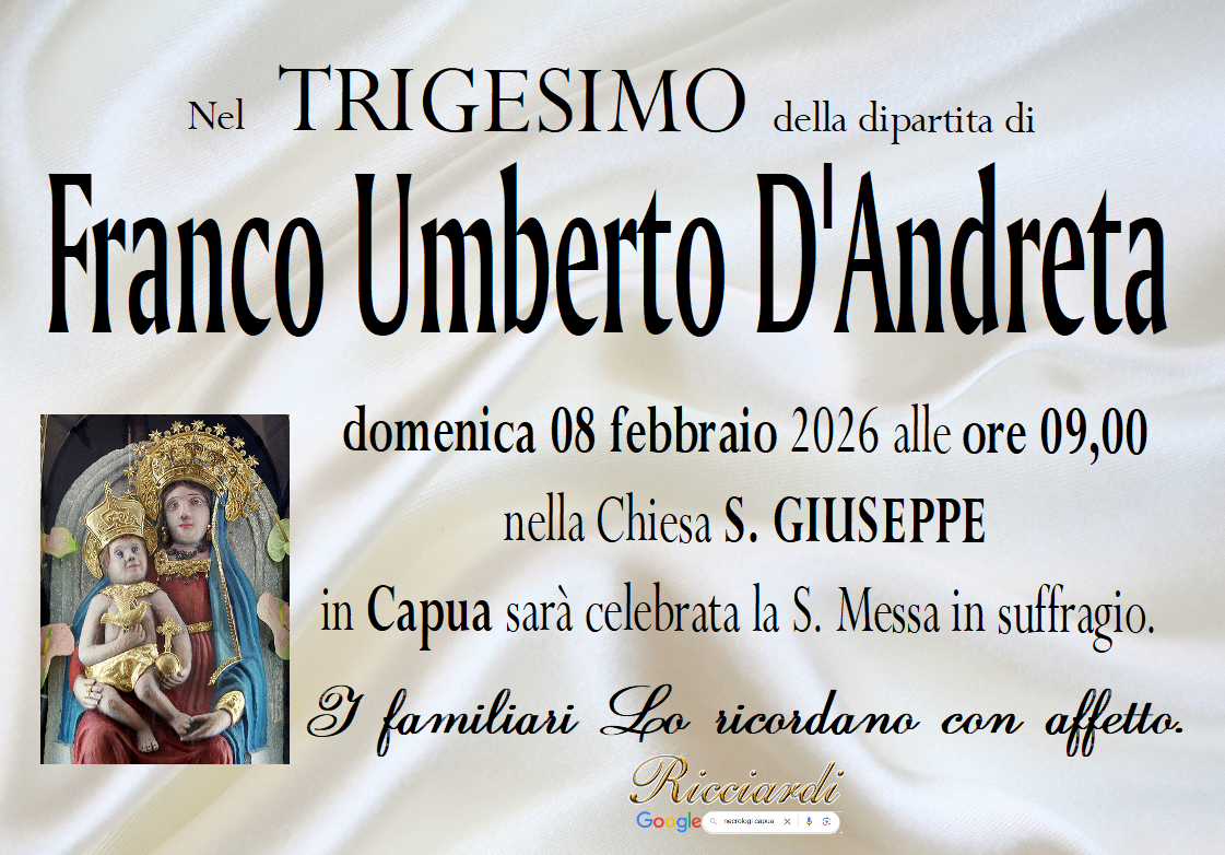 necrologio Franco Umberto D'Andreta