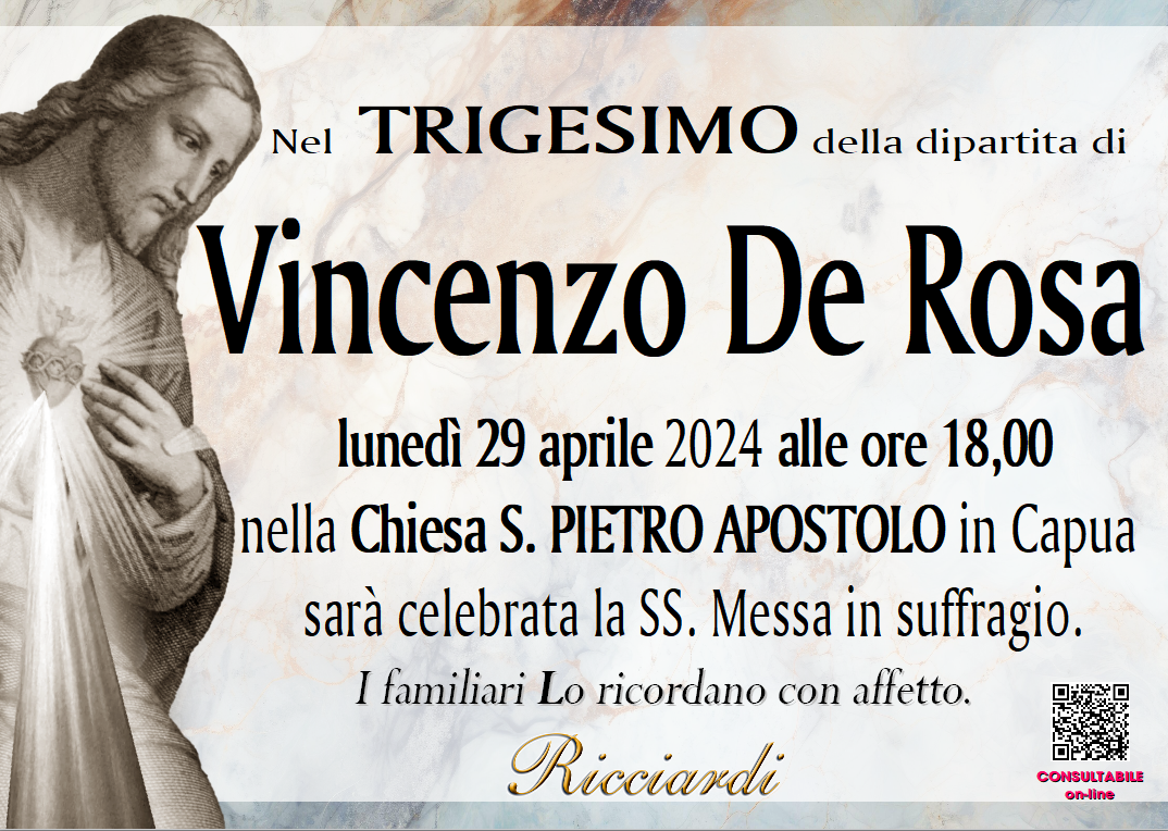 necrologio Vincenzo De Rosa