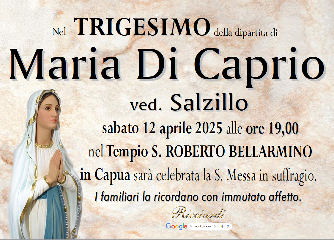 necrologio Maria Di Caprio
