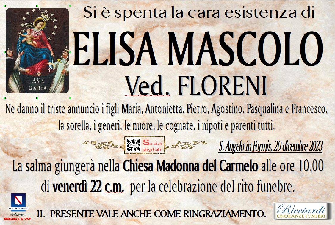necrologio ELISA MASCOLO