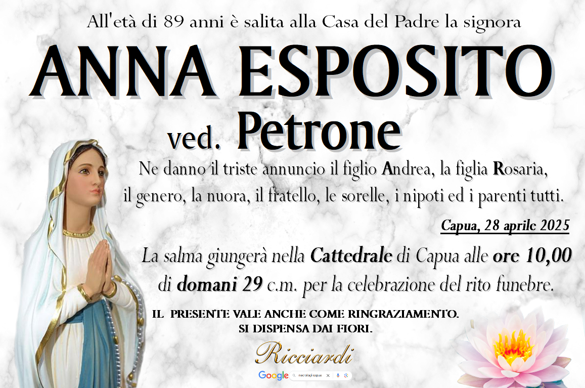 necrologio ANNA ESPOSITO