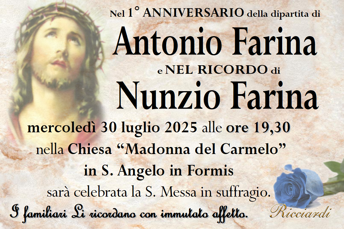 necrologio Antonio Farina - Nunzio Farina