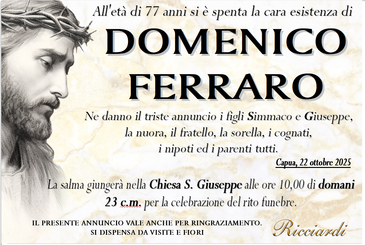 necrologio DOMENICO FERRARO