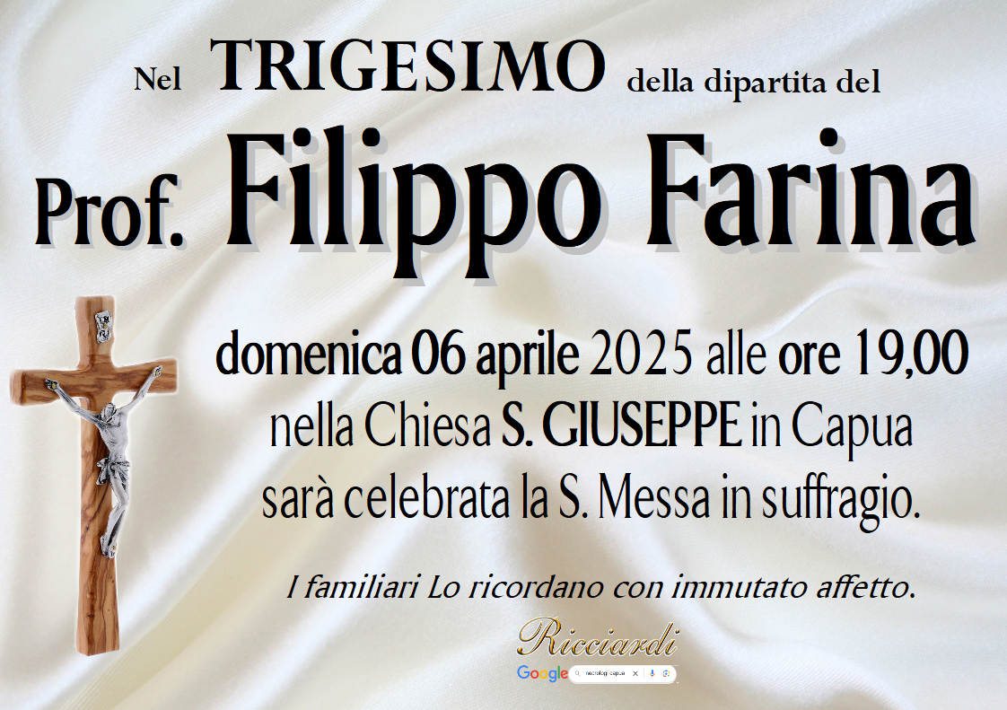 necrologio Prof. Filippo Farina