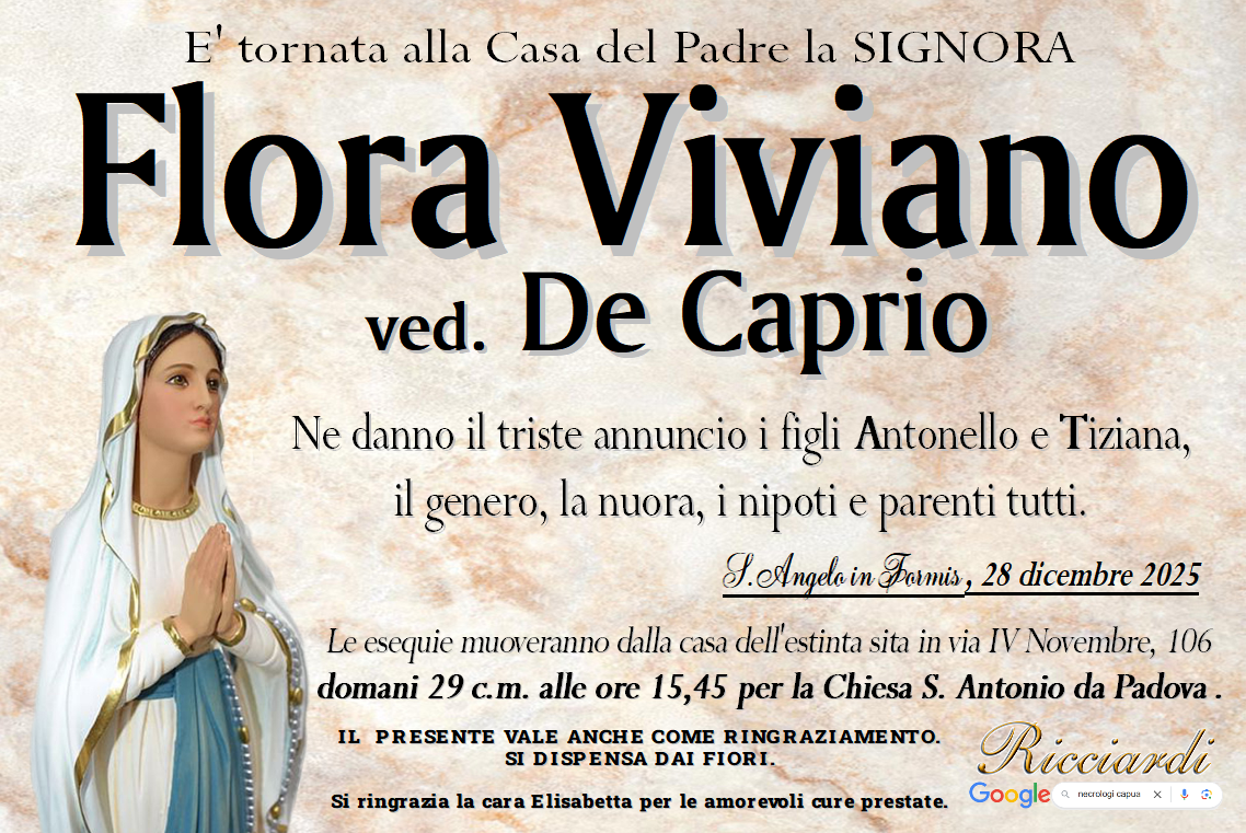 necrologio Flora Viviano