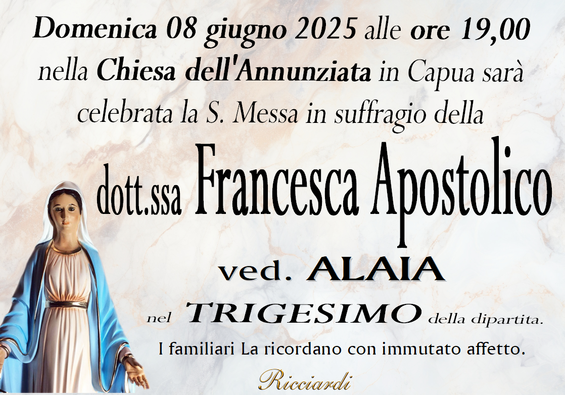 necrologio dott.ssa Francesca Apostolico