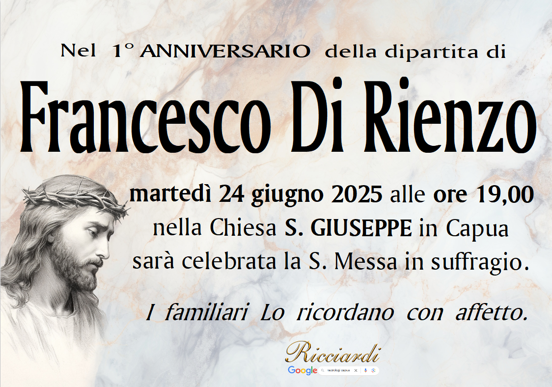 necrologio Francesco Di Rienzo