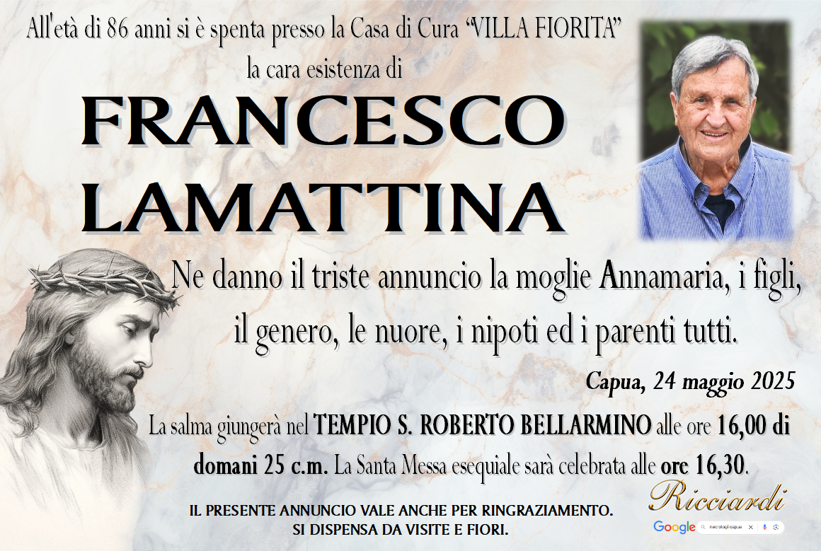 necrologio FRANCESCO LAMATTINA