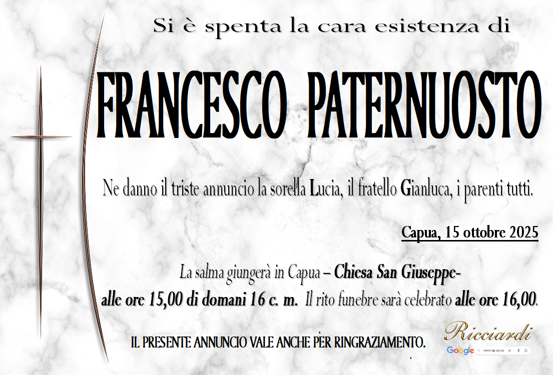 necrologio FRANCESCO  PATERNUOSTO
