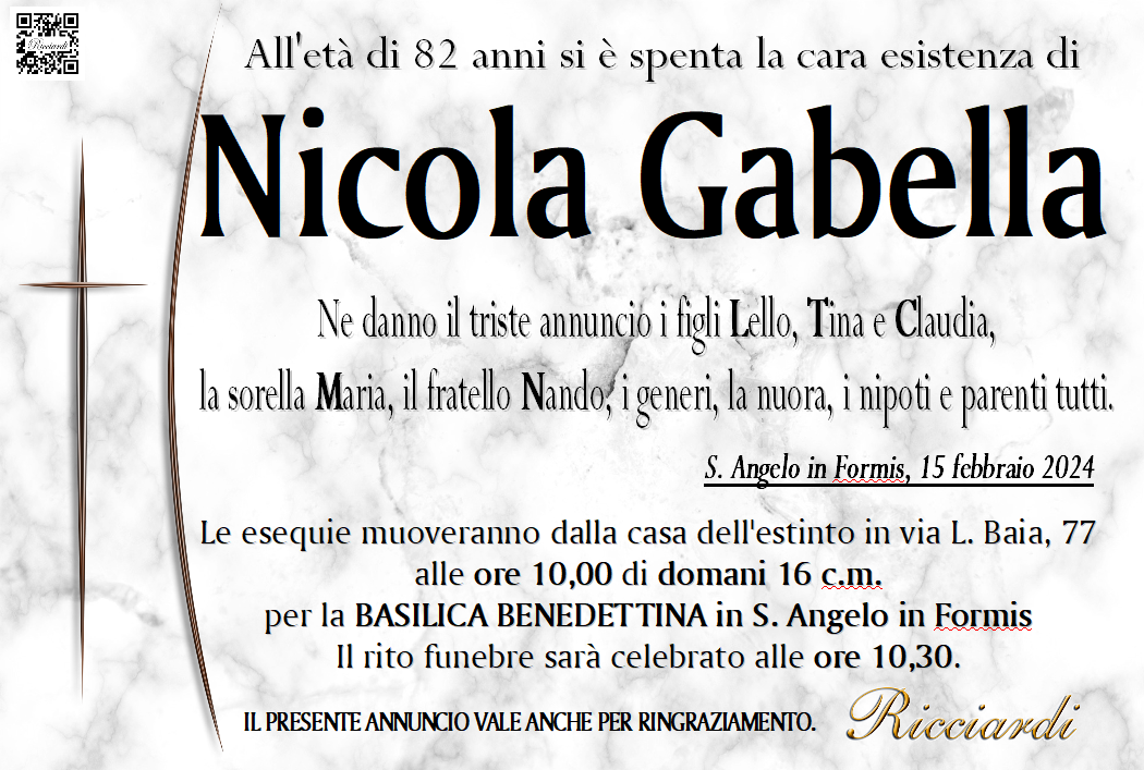 necrologio Nicola Gabella