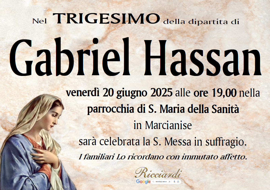 necrologio Gabriel Hassan