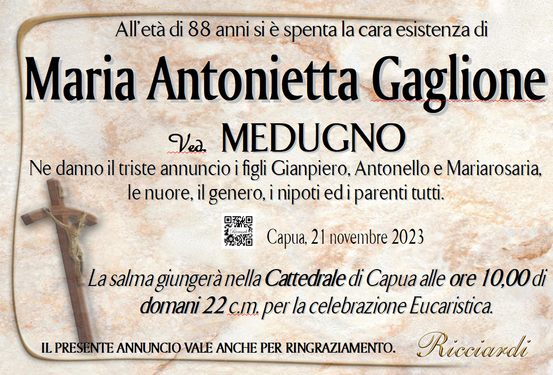 necrologio Maria Antonietta Gaglione