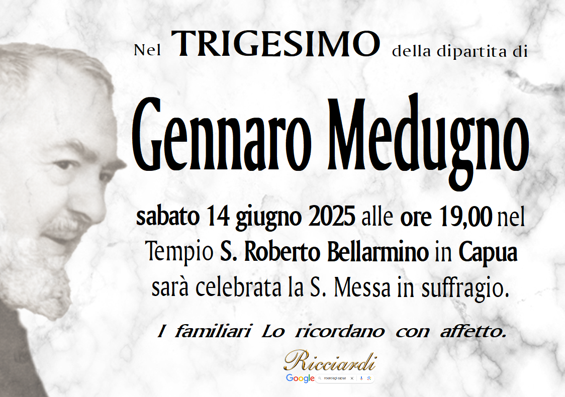 necrologio Gennaro Medugno