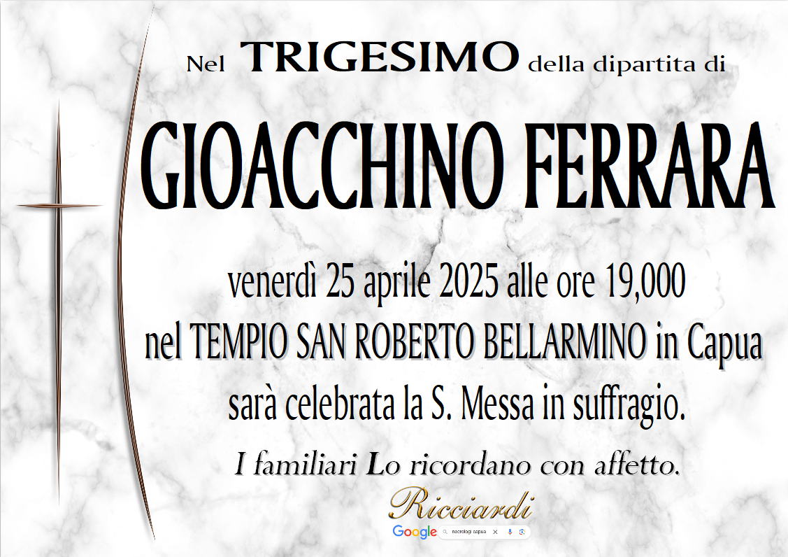 necrologio GIOACCHINO FERRARA