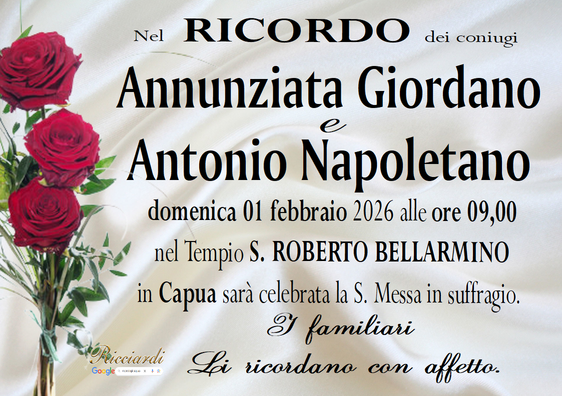 necrologio Annunziata Giordano e Antonio Napoletano