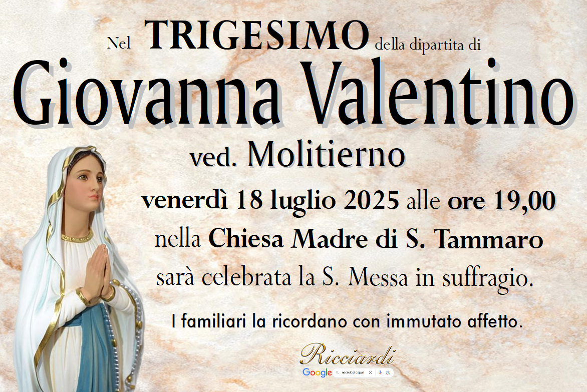 necrologio Giovanna Valentino