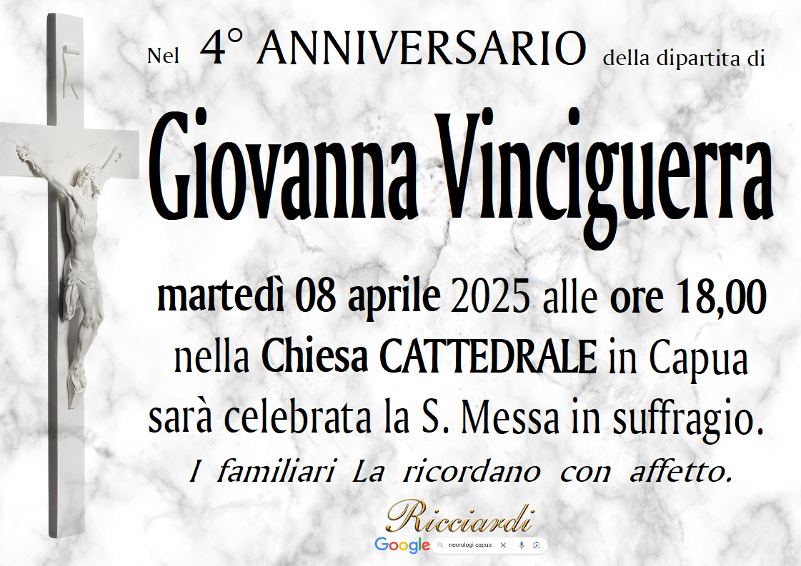 necrologio Giovanna Vinciguerra