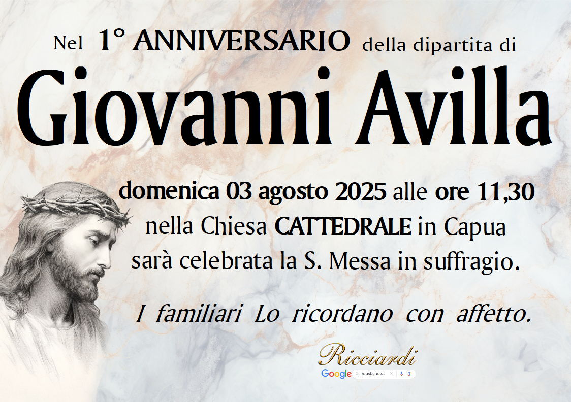 necrologio Giovanni Avilla