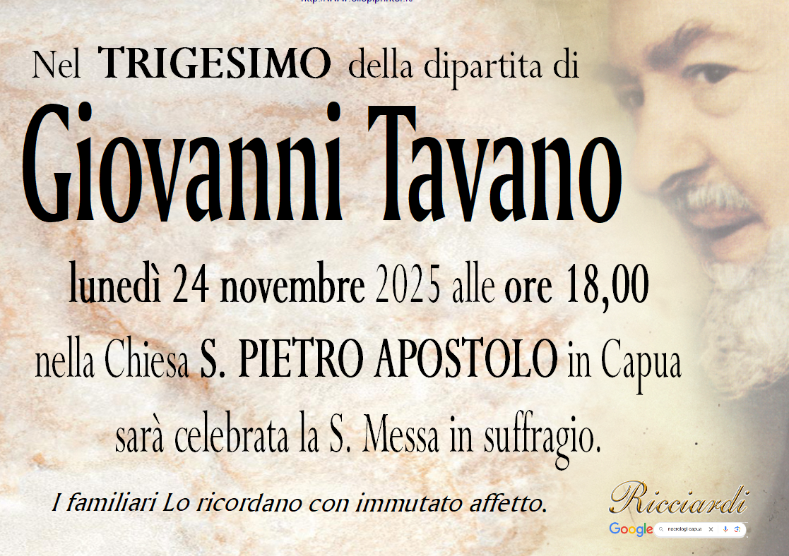 necrologio Giovanni Tavano