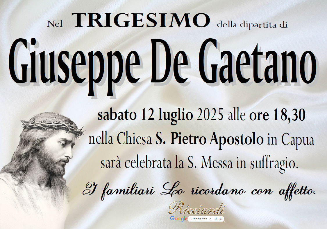 necrologio Giuseppe De Gaetano