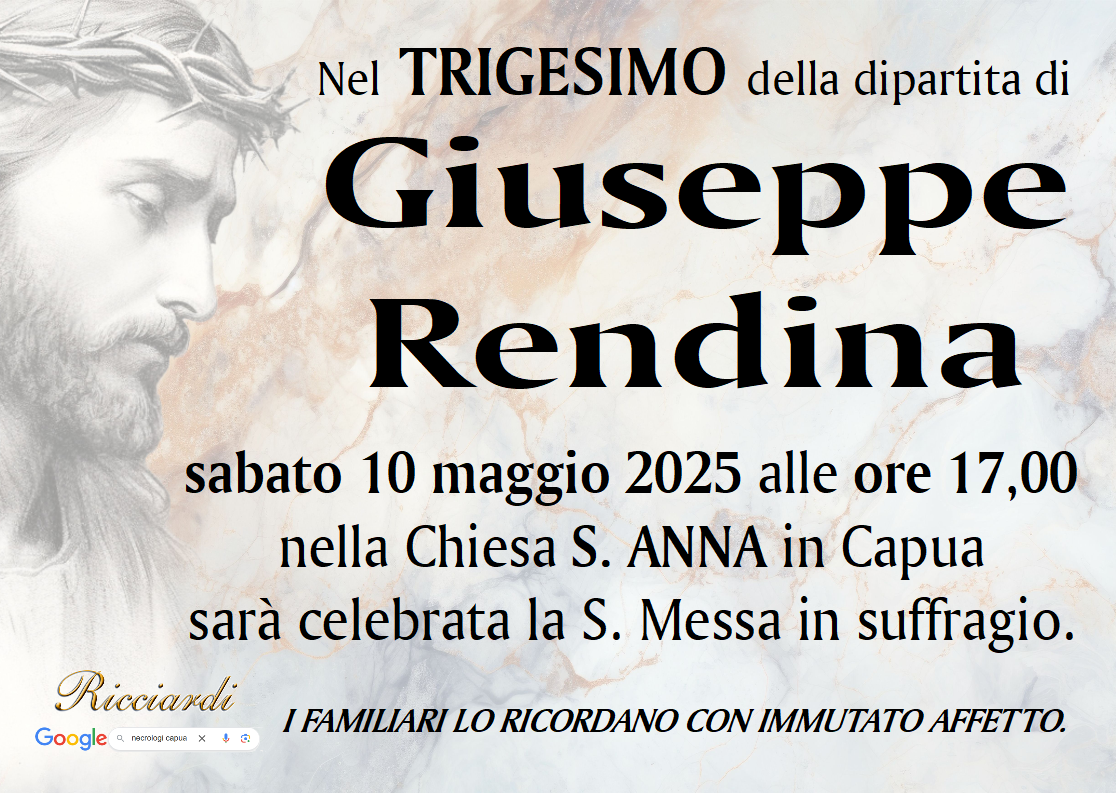 necrologio Giuseppe Rendina