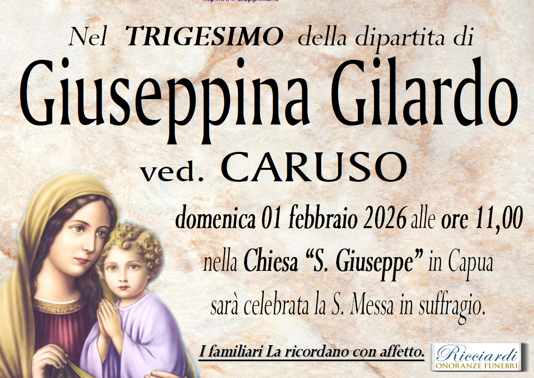 necrologio Giuseppina Gilardo