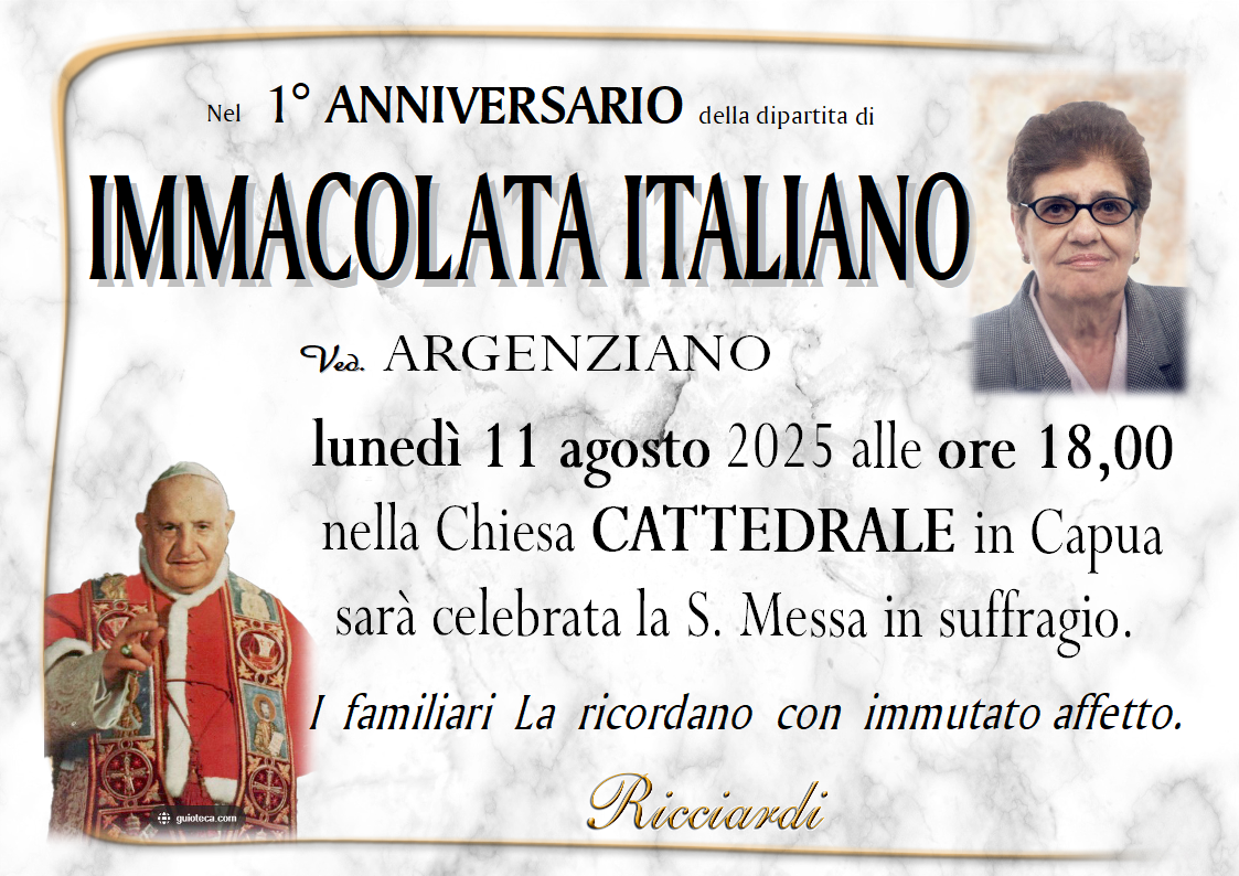 necrologio IMMACOLATA ITALIANO
