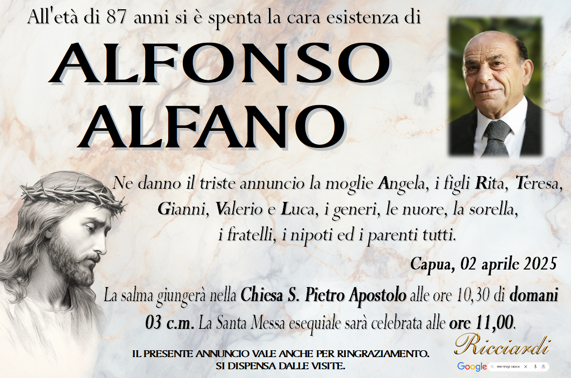 necrologio Alfonso Alfano
