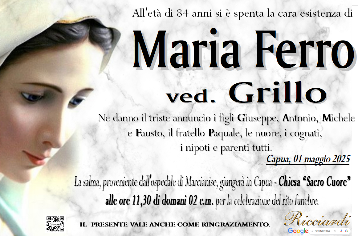 necrologio Maria Ferro