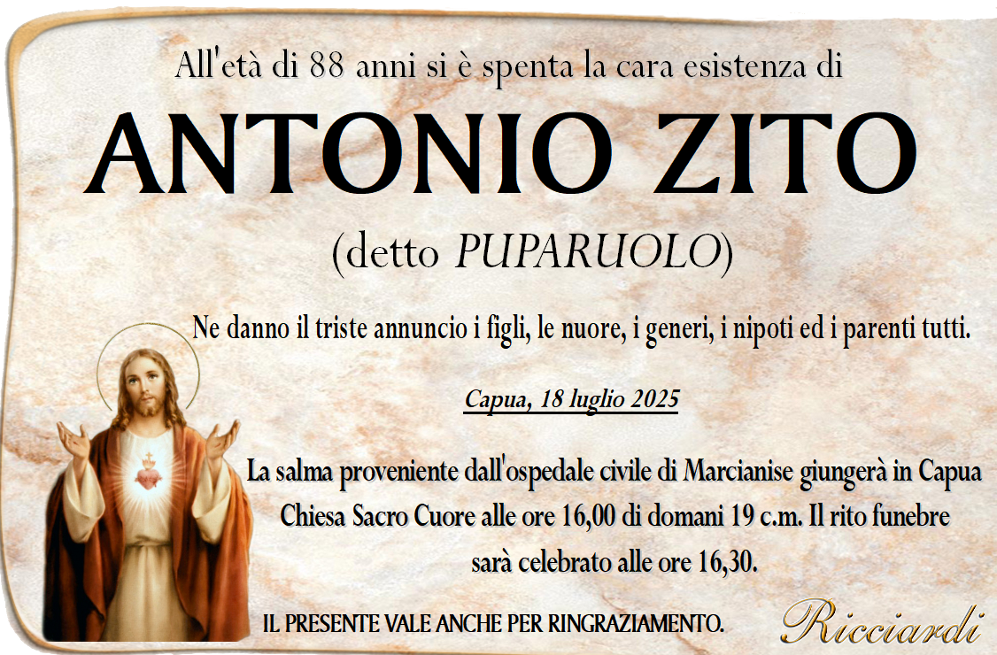 necrologio ANTONIO ZITO