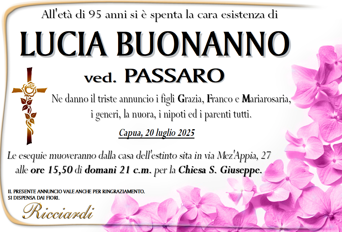 necrologio LUCIA BUONANNO