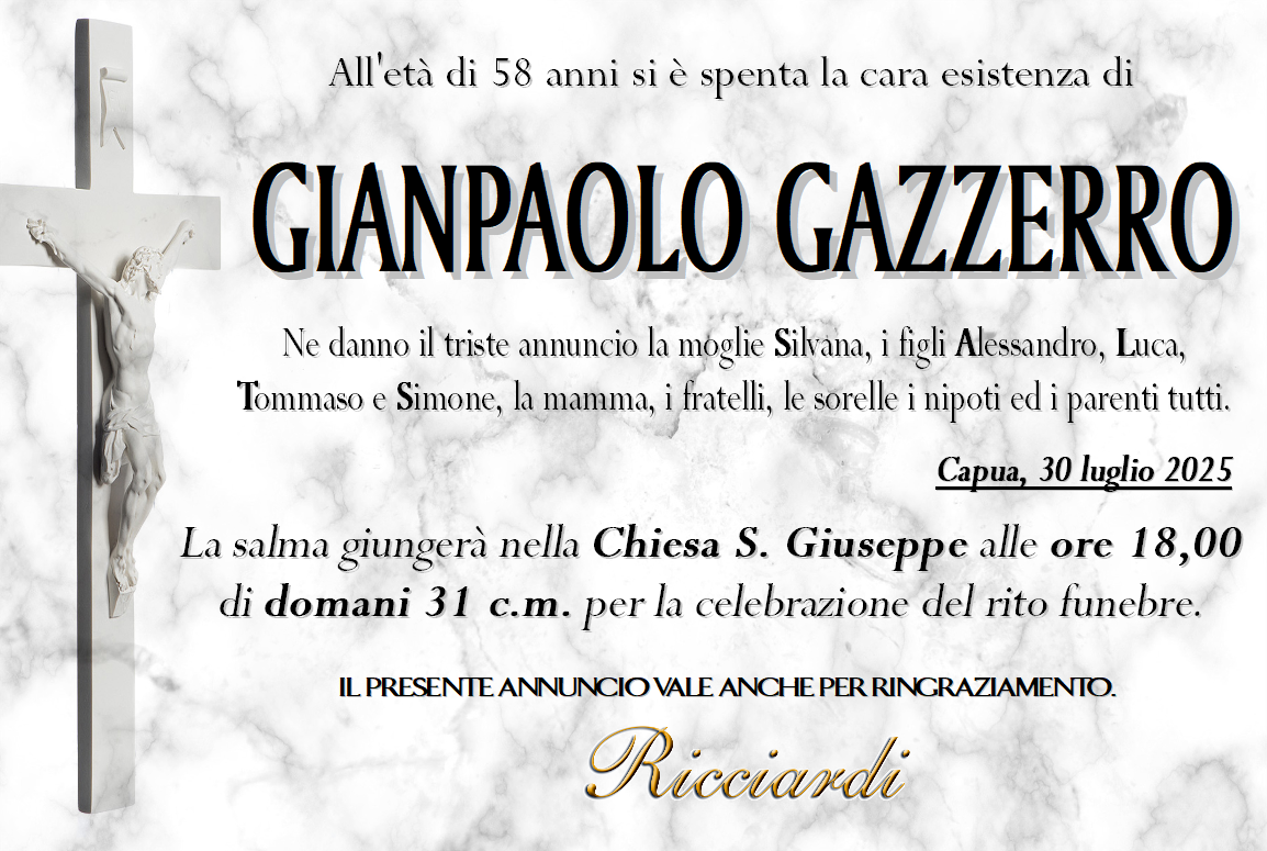 necrologio GIANPAOLO GAZZERRO