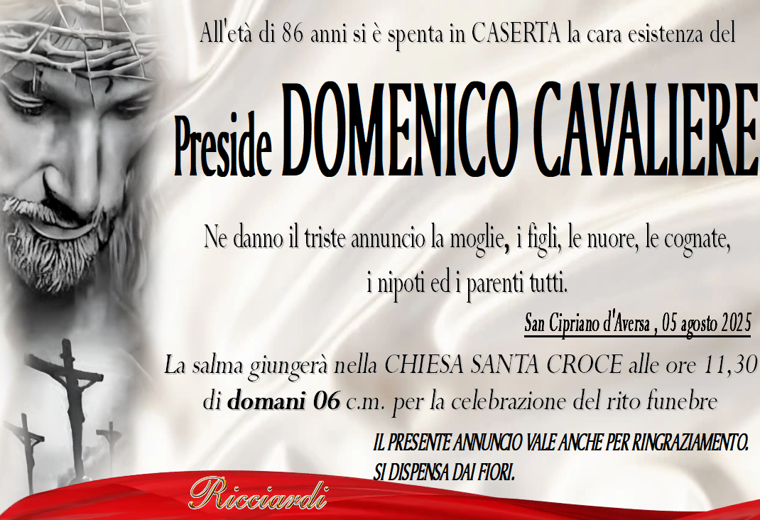 necrologio Preside DOMENICO CAVALIERE