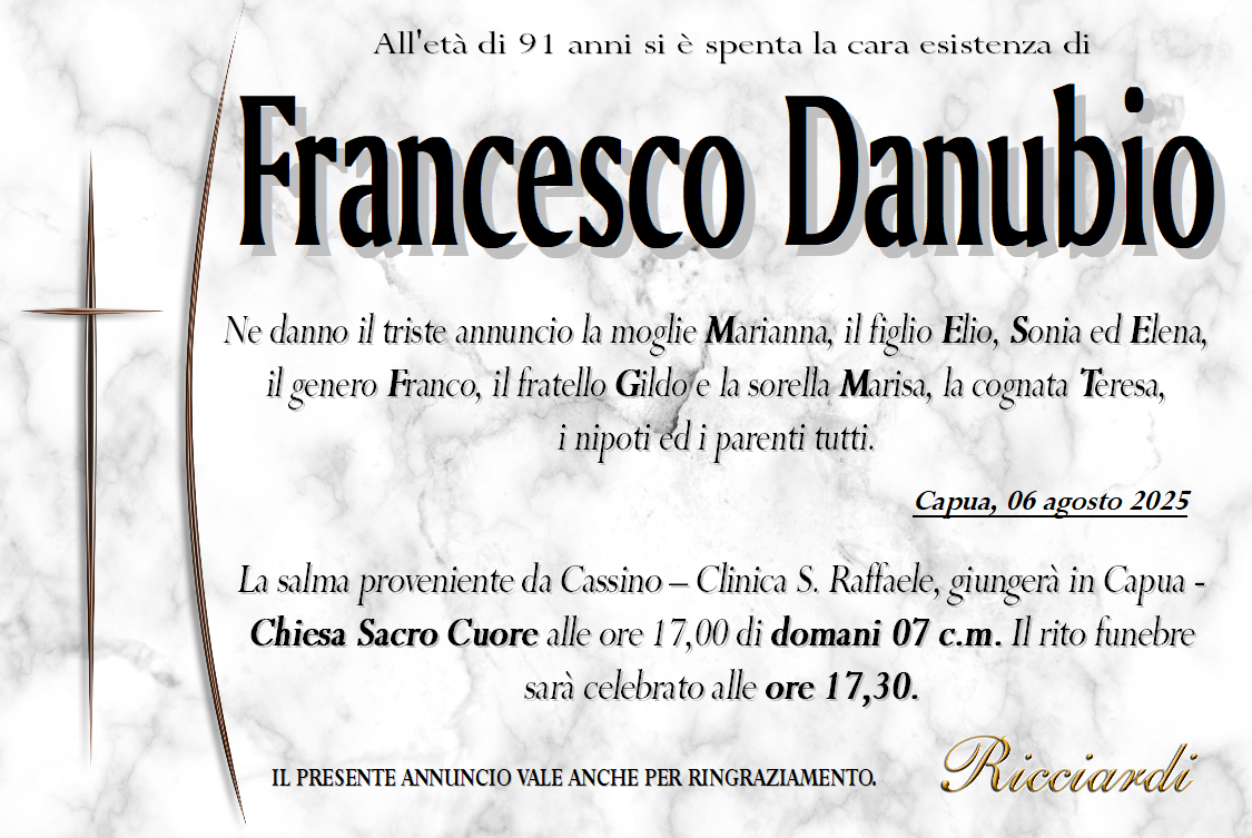 necrologio Francesco Danubio