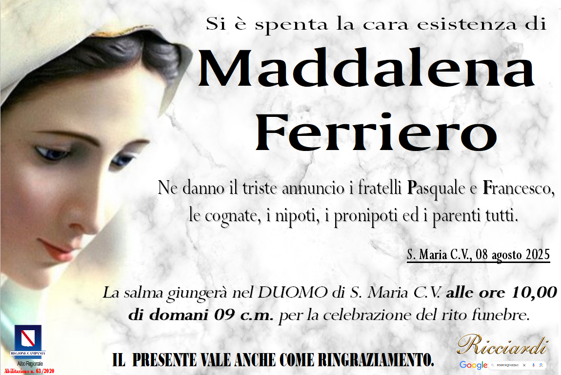 necrologio Maddalena  Ferriero