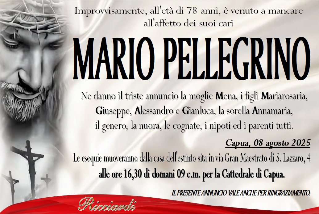 necrologio MARIO PELLEGRINO