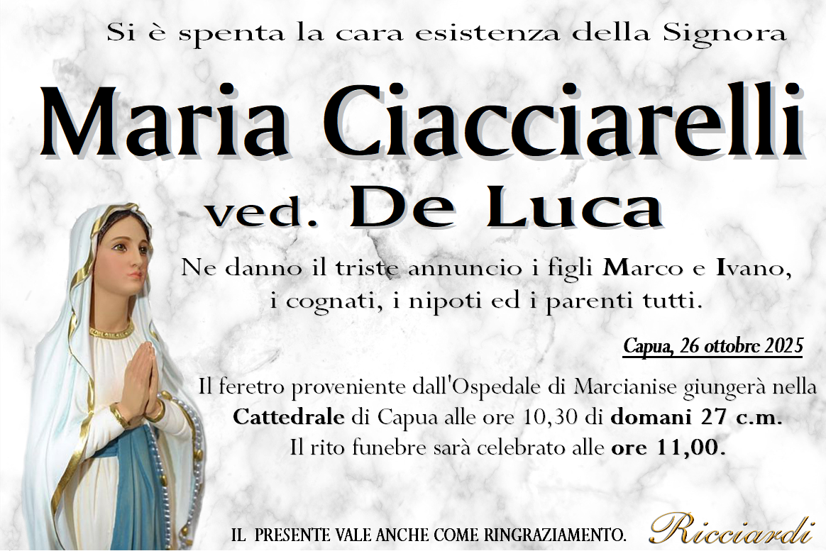 necrologio Maria Ciacciarelli