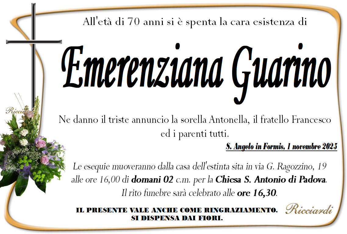 necrologio Emerenziana Guarino
