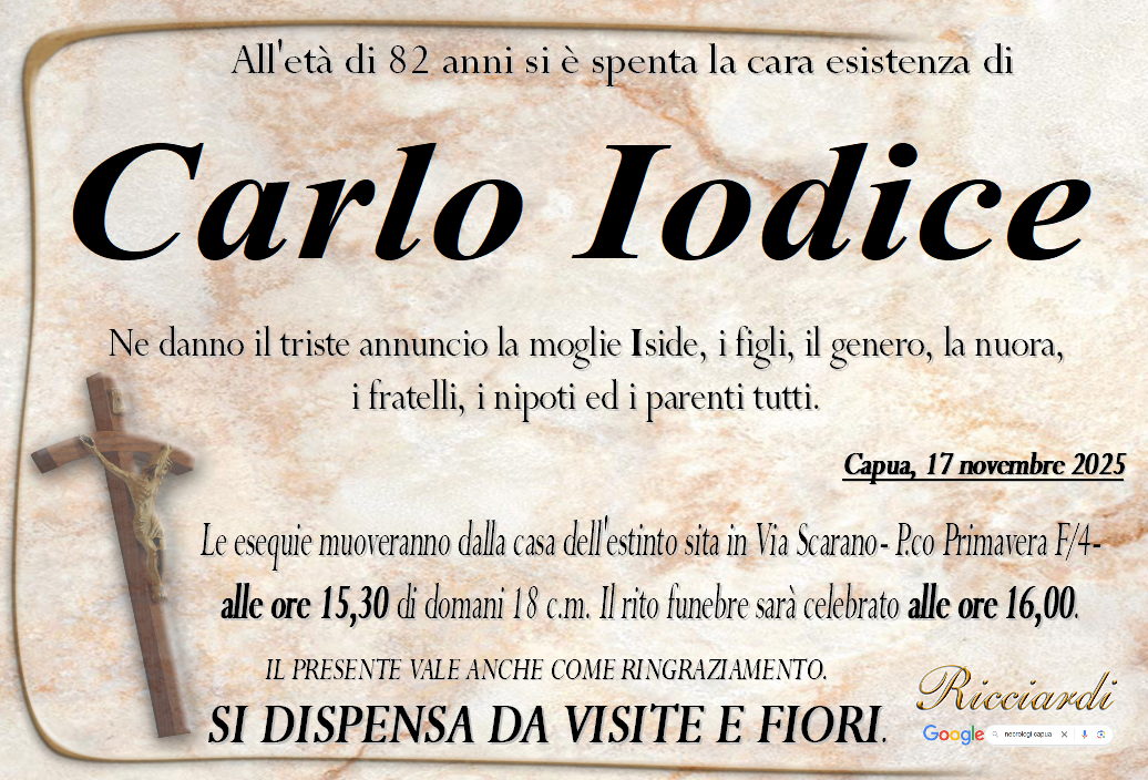 necrologio Carlo Iodice