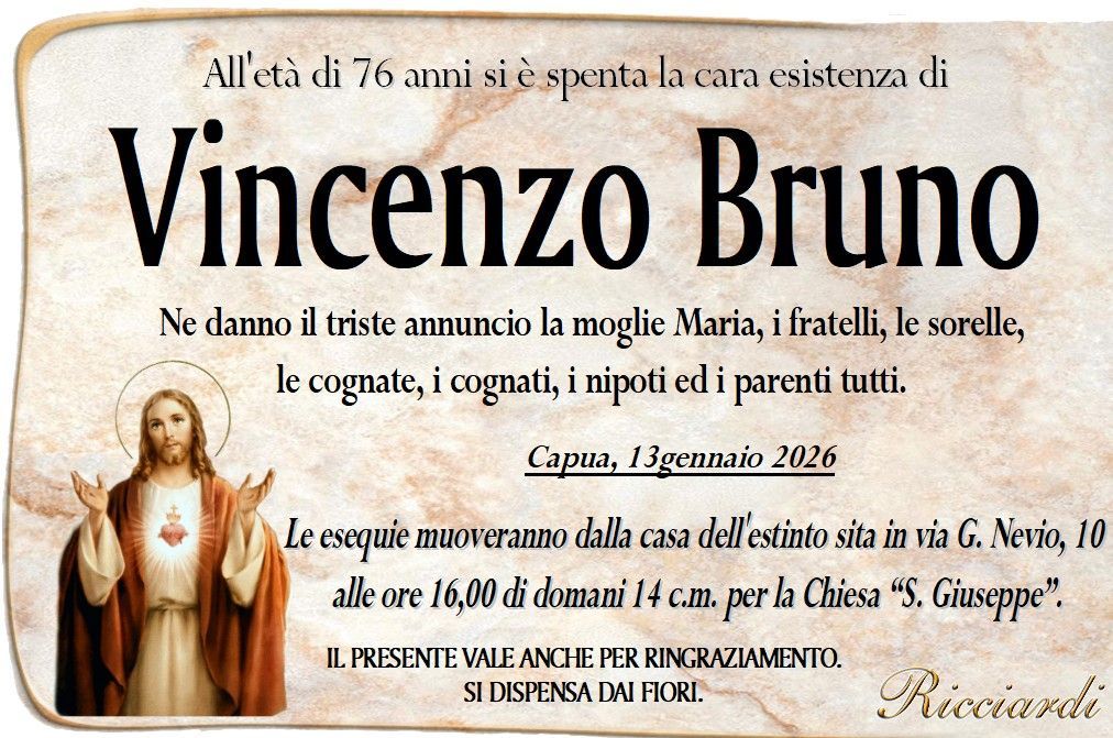 necrologio Vincenzo Bruno