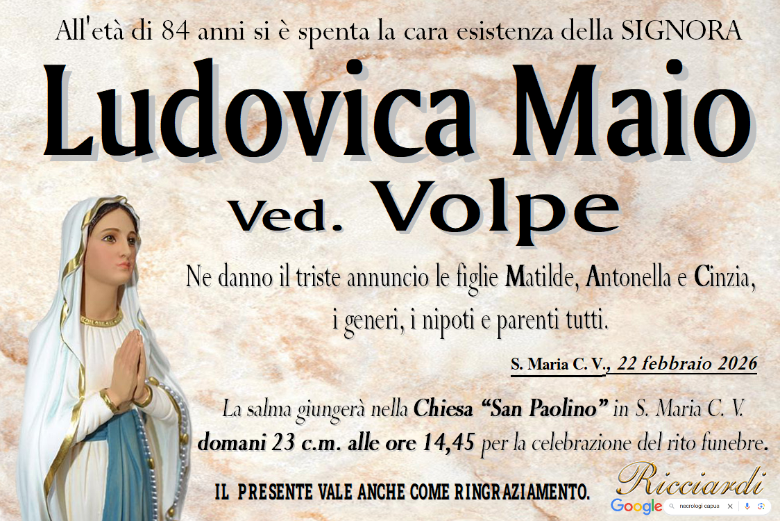 necrologio Ludovica Maio